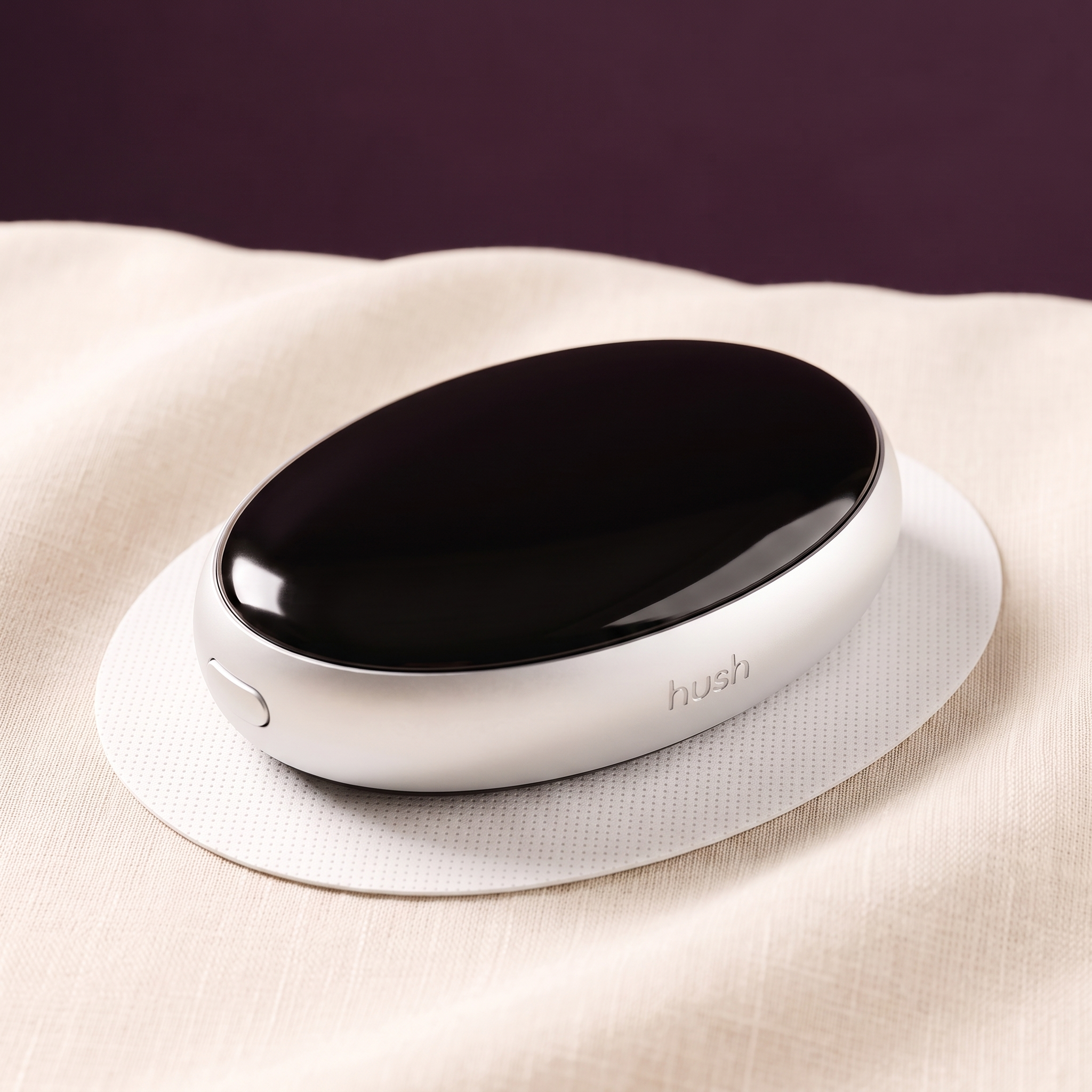 Hush anti-snoring device on its patch
