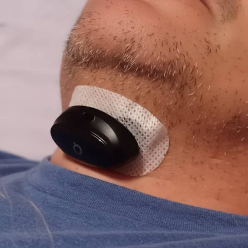 Patch and device in place under the chin