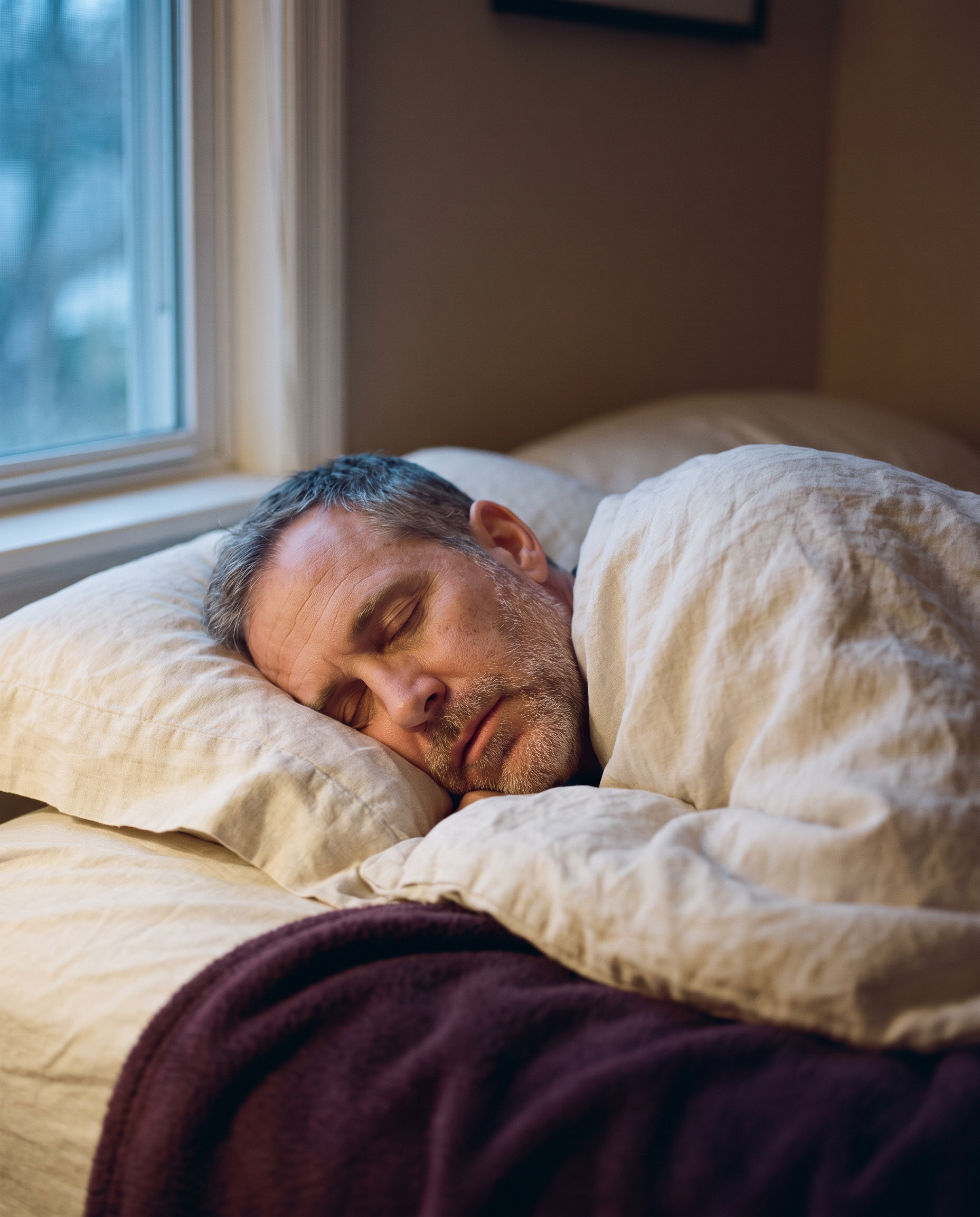Man sleeping quietly on his side
